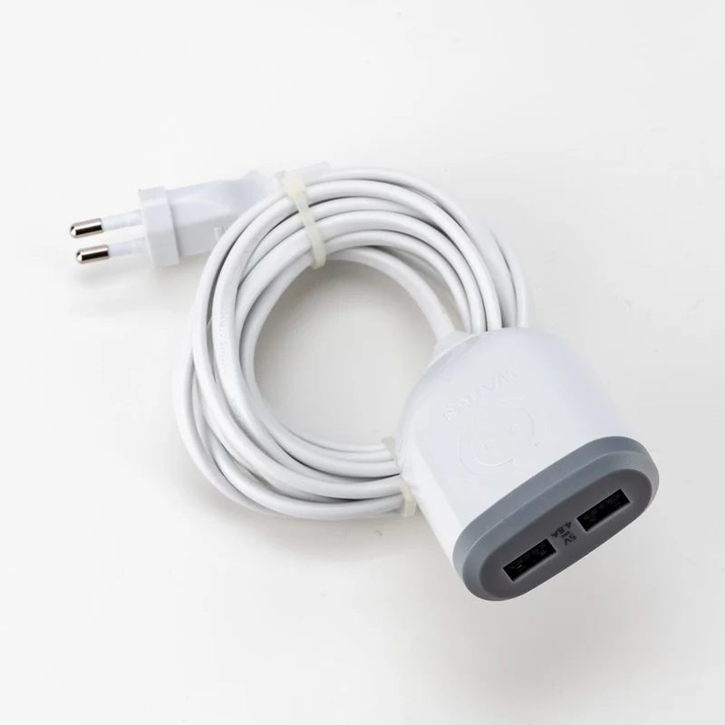 Rallonge 3m avec 2xUSB 4,8A à charge ultra rapide - Blanc - Watt and Co