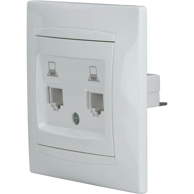 Double prise RJ45 encastrée Zyna - Blanc - Zenitech