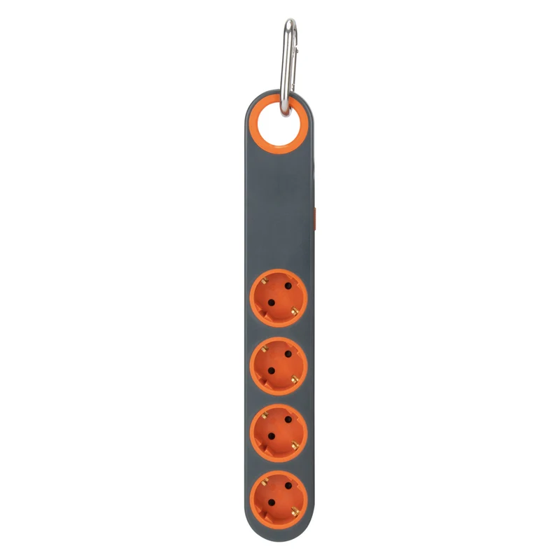 Multiprise 4 prises Schuko 16A + lumière - Gris/Orange - Klipo - Zenitech
