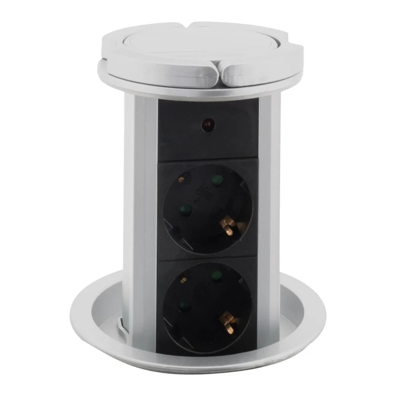 Multiprise encastrable 4 prises Schuko 16A - Noir - Otio