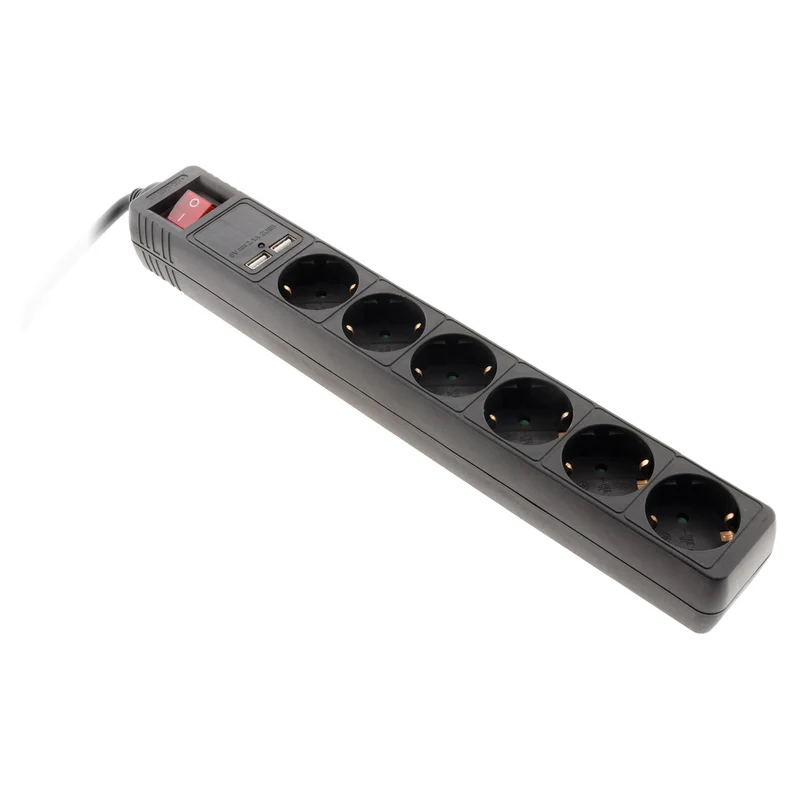 Multiprise Schuko 16A + 2 USB - blanc - Zenitech