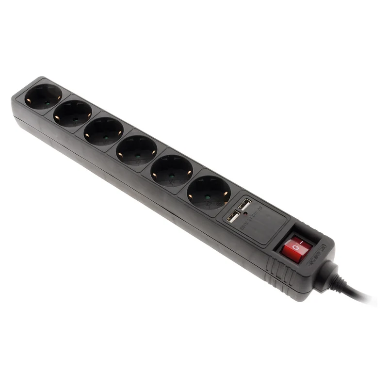 Multiprise Schuko 16A + 2 USB - blanc - Zenitech