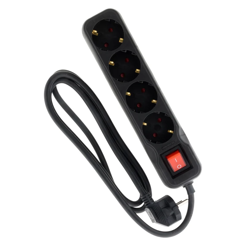 Multiprise Schuko + interrupteur 16A - noir - Zenitech