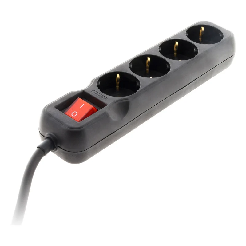 Multiprise Schuko + interrupteur 16A - noir - Zenitech