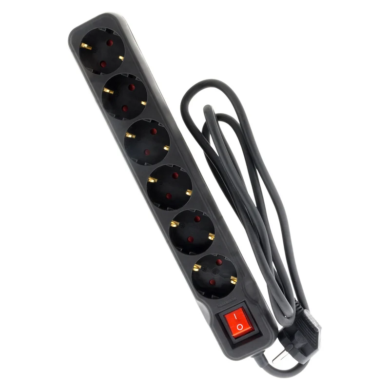 Multiprise Schuko + interrupteur 16A - noir - Zenitech