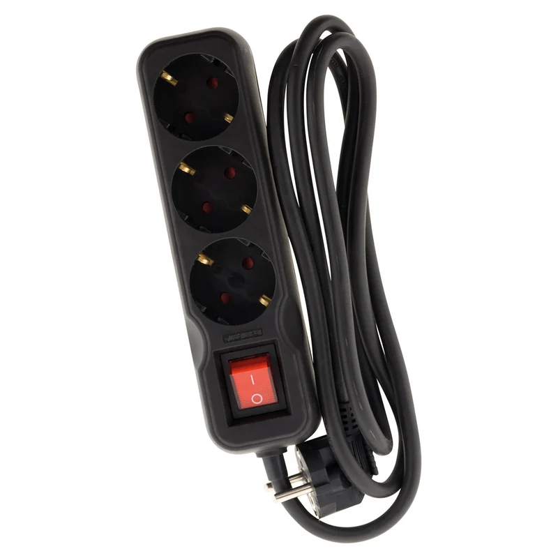 Multiprise Schuko + interrupteur 16A - noir - Zenitech