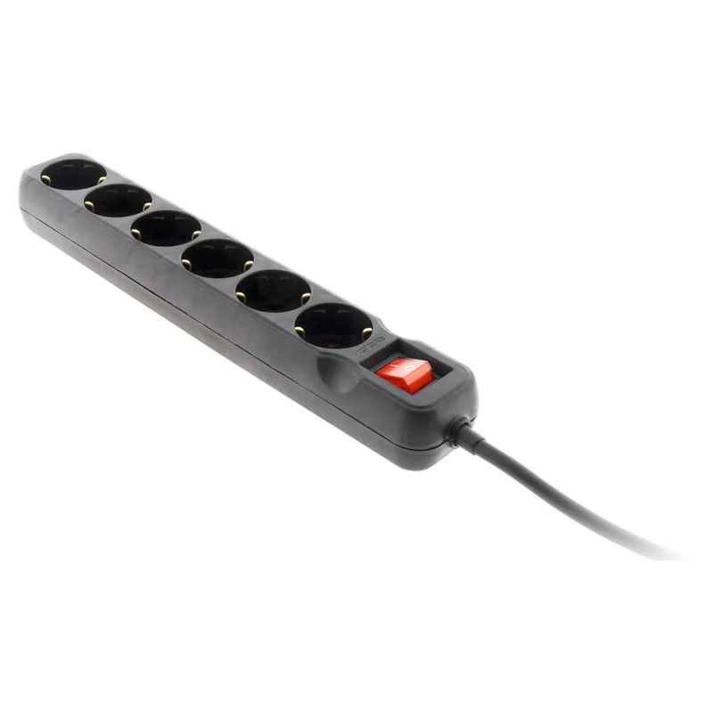 Multiprise Schuko + interrupteur 16A - noir - Zenitech