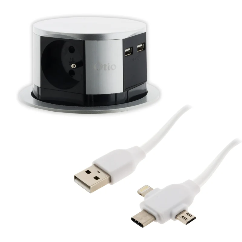 Bloc multiprise encastrable 16A + câble USB OFFERT - Otio