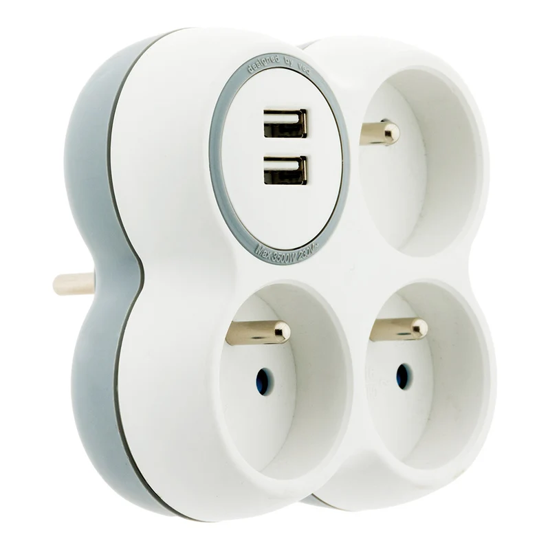 Multiprise triplite 16A avec 2 ports USB - Zenitech
