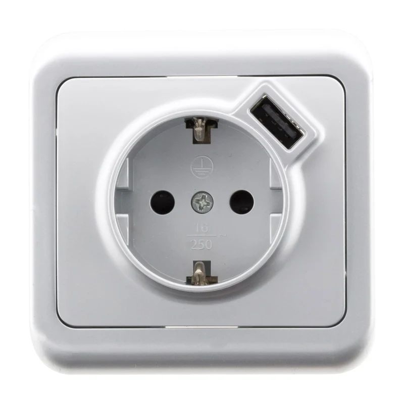 Prise encastrée Schuko 16A + USB A - Antaria - Zenitech
