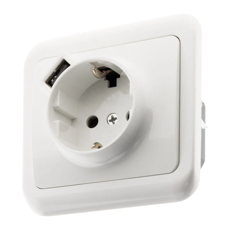Prise encastrée Schuko 16A + USB A - Antaria - Zenitech
