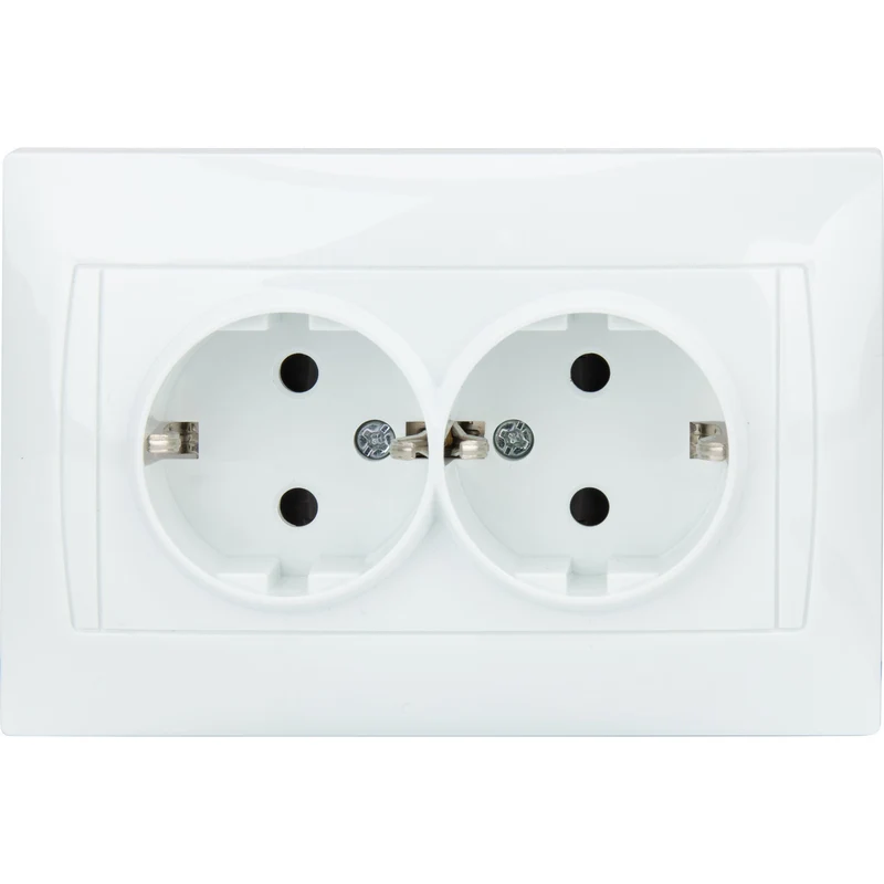 Double prise Schuko monoposte encastrée - Blanc - Zyna - Zenitech