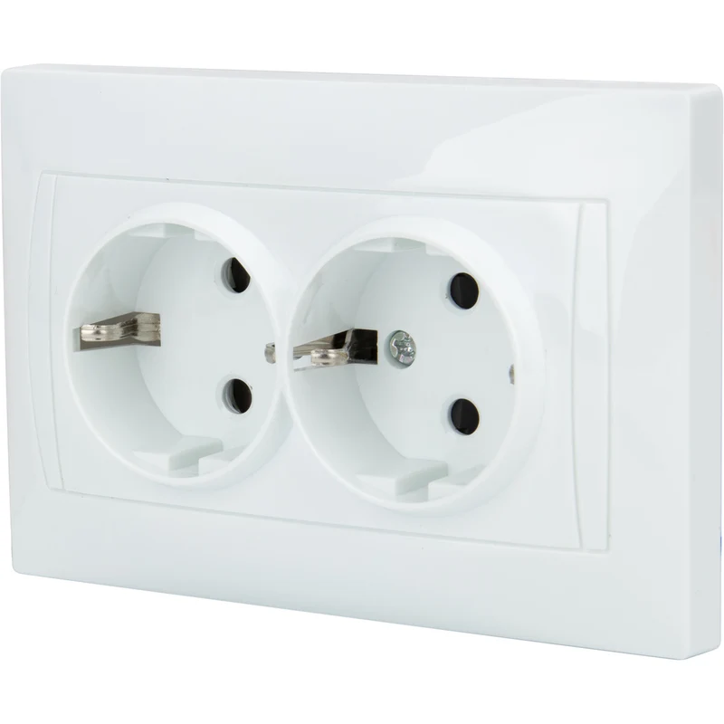 Double prise Schuko monoposte encastrée - Blanc - Zyna - Zenitech