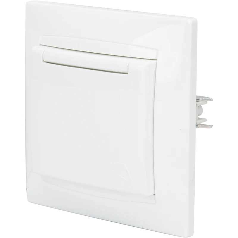 Prise Schuko à clapet encastrée - Blanc - Zyna - Zenitech