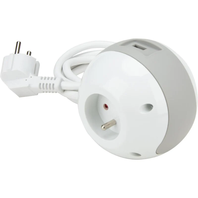 Multiprise Watt Ball 2×16A + 1×6A + USBA+C - blanc - Watt and Co
