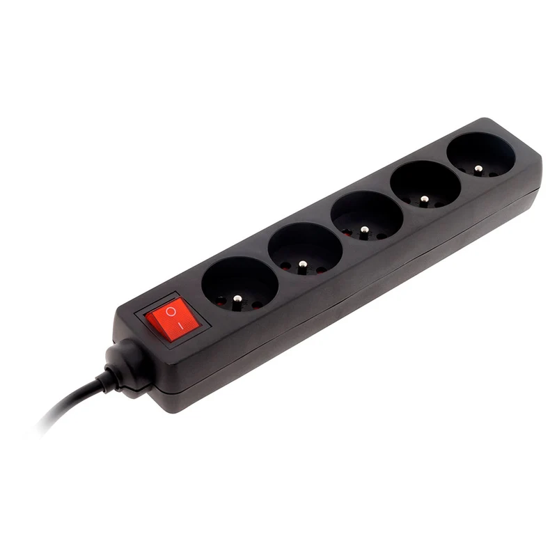 Bloc multiprise 16A 2P+T + interrupteur - noir - Zenitech