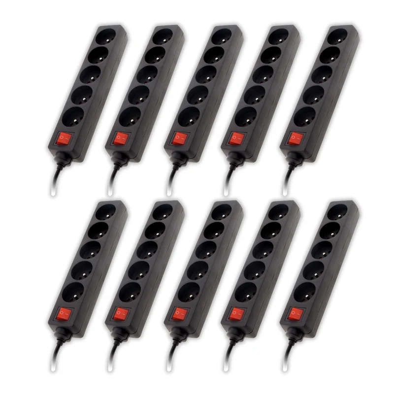 Bloc multiprise 16A 2P+T + interrupteur - noir - Zenitech