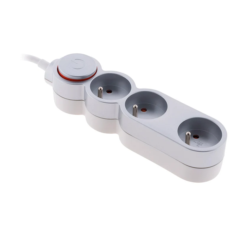 Bloc Home 3 prises 16A 2P+T avec interrupteur et fiche extraplate - câble HO5VV-F 3G1 1,5m - Zenitech