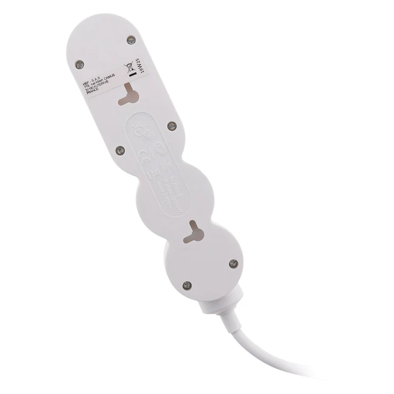 Bloc Home 3 prises 16A 2P+T avec interrupteur et fiche extraplate - câble HO5VV-F 3G1 1,5m - Zenitech