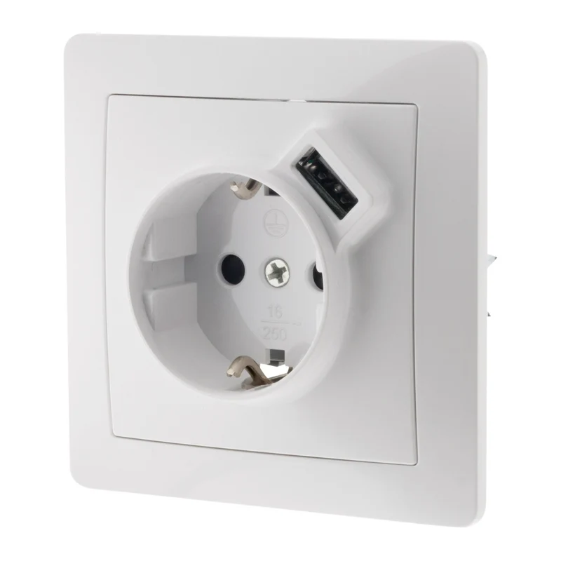 Prise encastrée Schuko + USB A - Blanc - Orys - Zenitech