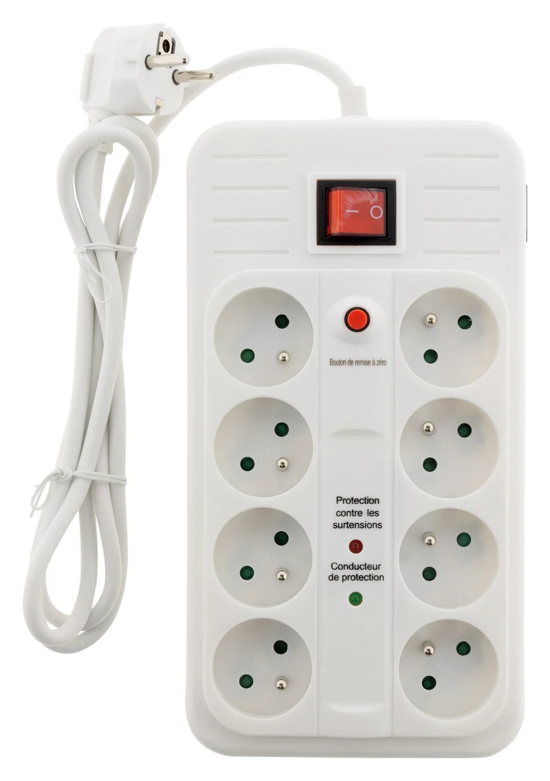 Parafoudre 8 prises + interrupteur + téléphone RJ11 - Zenitech