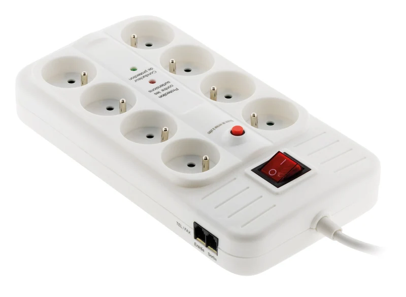 Parafoudre 8 prises + interrupteur + téléphone RJ11 - Zenitech