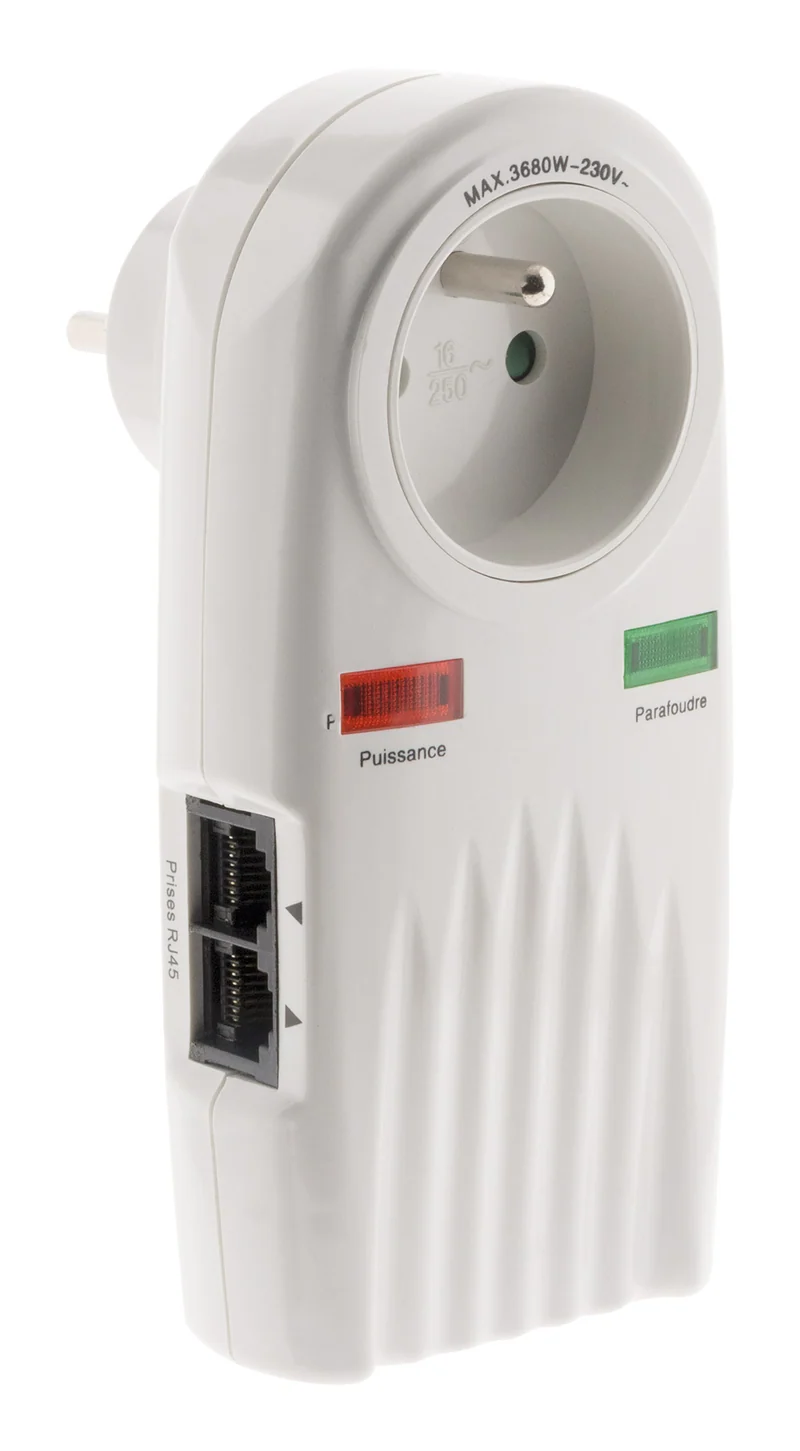 Prise parafoudre téléphone + TV SAT Ø9,52mm - Zenitech
