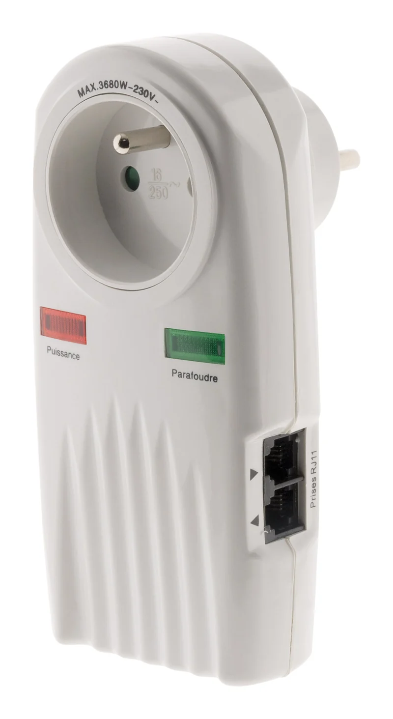Prise parafoudre téléphone + TV SAT Ø9,52mm - Zenitech