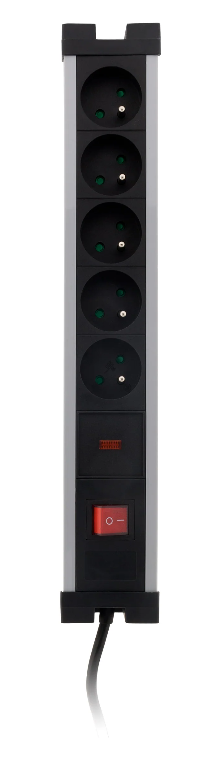 Bloc parafoudre 5x16A avec interrupteur - Noir - Zenitech