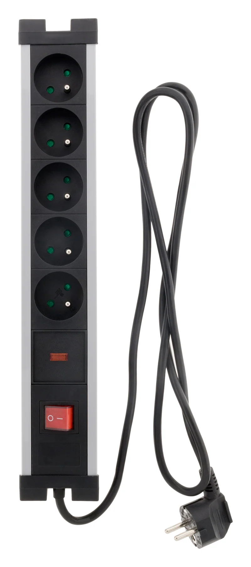Bloc parafoudre 5x16A avec interrupteur - Noir - Zenitech