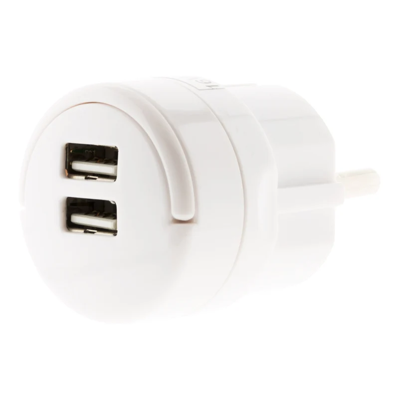 Double chargeur USB 2,1A avec anneau d'extraction Blanc - Zenitech