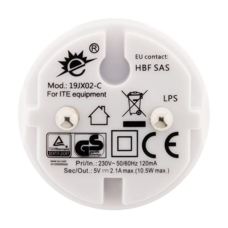 Double chargeur USB 2,1A avec anneau d'extraction Blanc - Zenitech