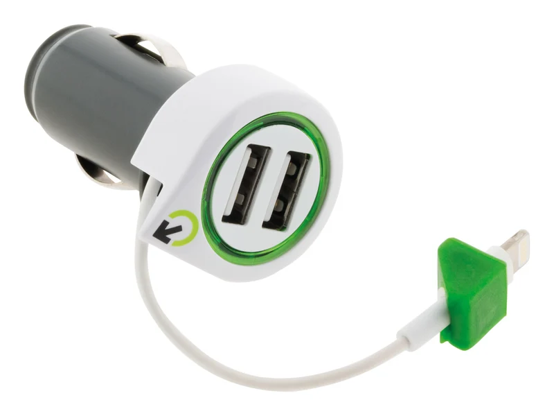 Chargeur voiture + câble IPhone + 2 USB - Q2 Power