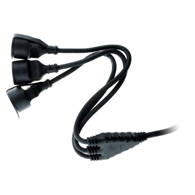 Prolongateur à triple tête pour chantier HO7RN-F 16A 3G1,5mm² - Noir 1m - Zenitech