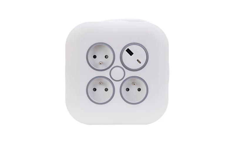 Enrouleur électrique domestique 3 prises + 2 USB-A/C - Blanc - Zenitech