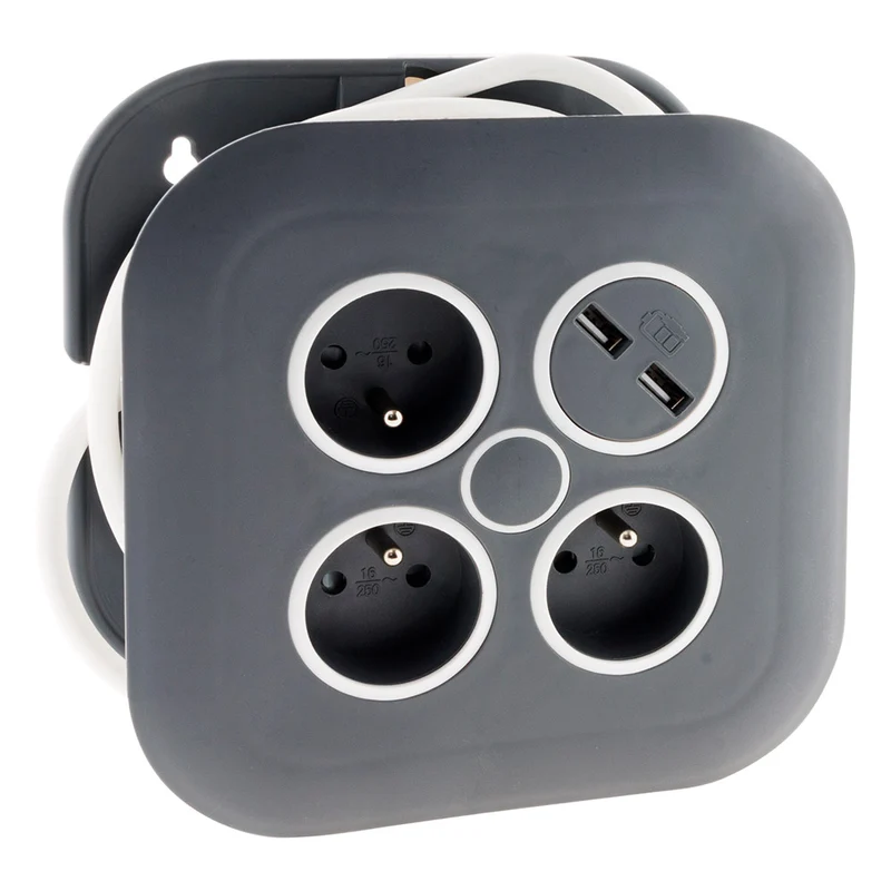 Enrouleur domestique 3 x 2P+T 16A + 2x USB - Zenitech