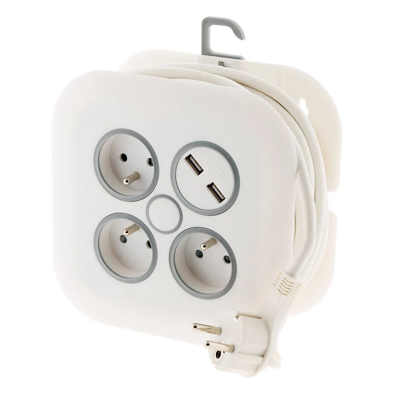 Enrouleur domestique 3 x 2P+T 16A + 2x USB - Zenitech