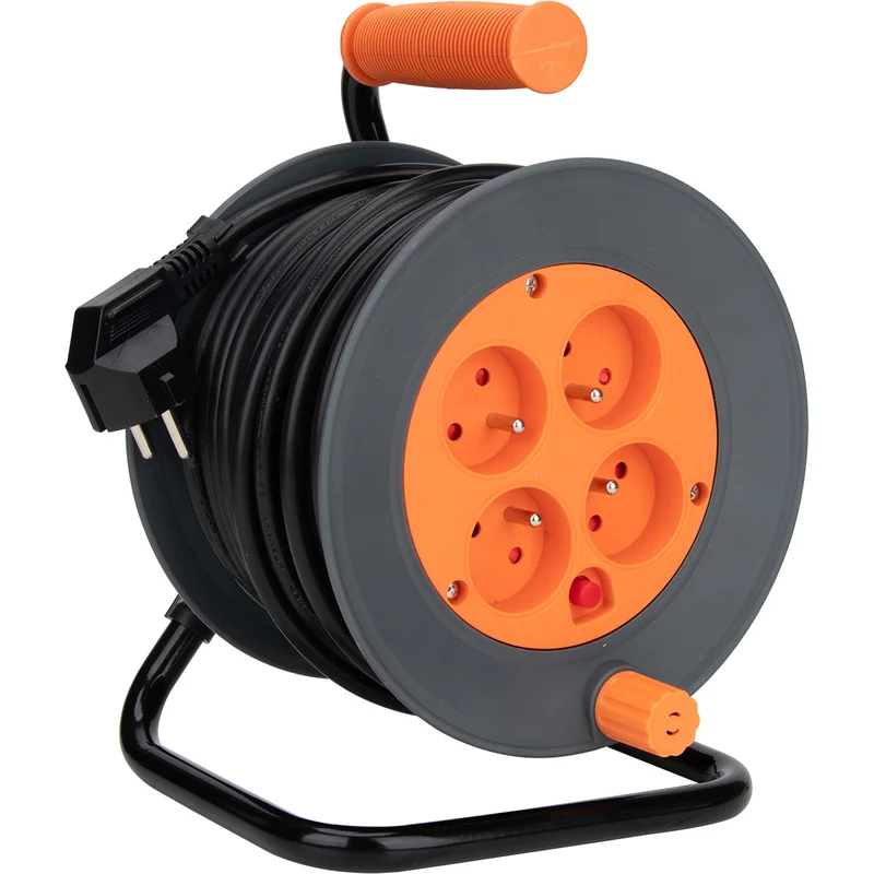 Enrouleur 4 prises 16A câble 3G1,5mm² 20m + coupe-circuit - Noir - Zenitech