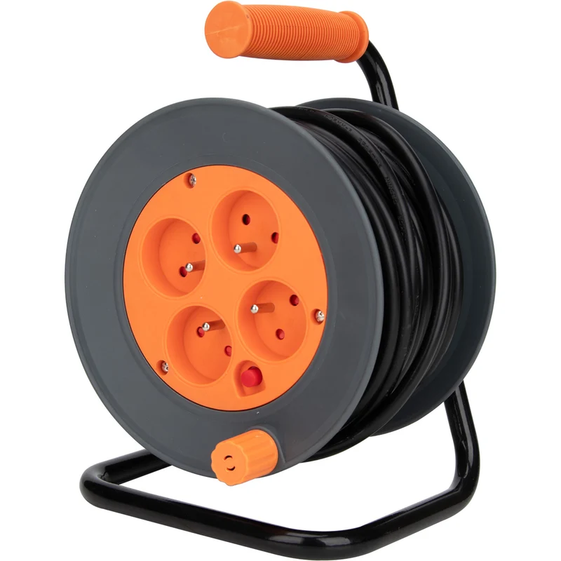 Enrouleur 4 prises 16A câble 3G1,5mm² 20m + coupe-circuit - Noir - Zenitech