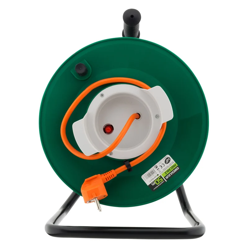 Enrouleur jardin vide précâblé 3G1,5mm² 70cm + coupe circuit Noir - Zenitech