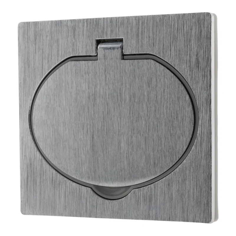 Prise de sol 16A Schuko alu brossé - IP44 + boîte installation - Zenitech
