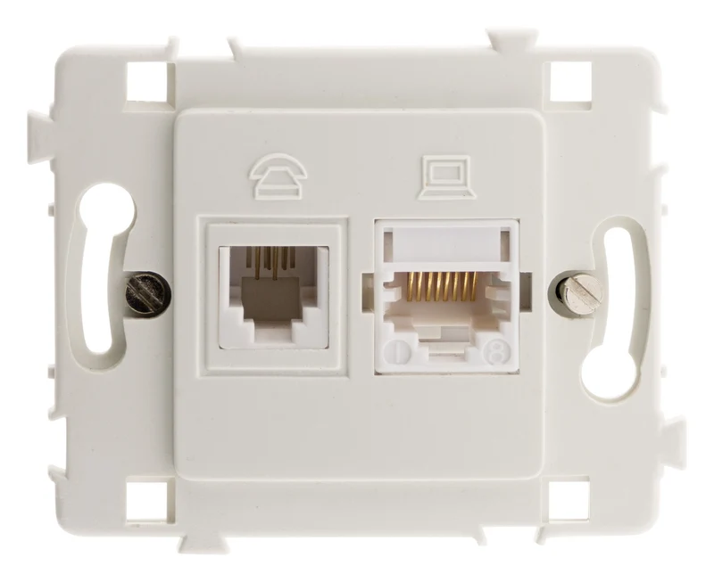 Prise RJ11 + RJ45 nu - blanc - Clarys - Zenitech