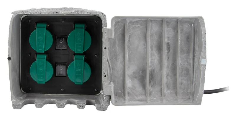 Bloc pierre 4x16A + 2 interrupteurs 1,5m - Gris - Zenitech