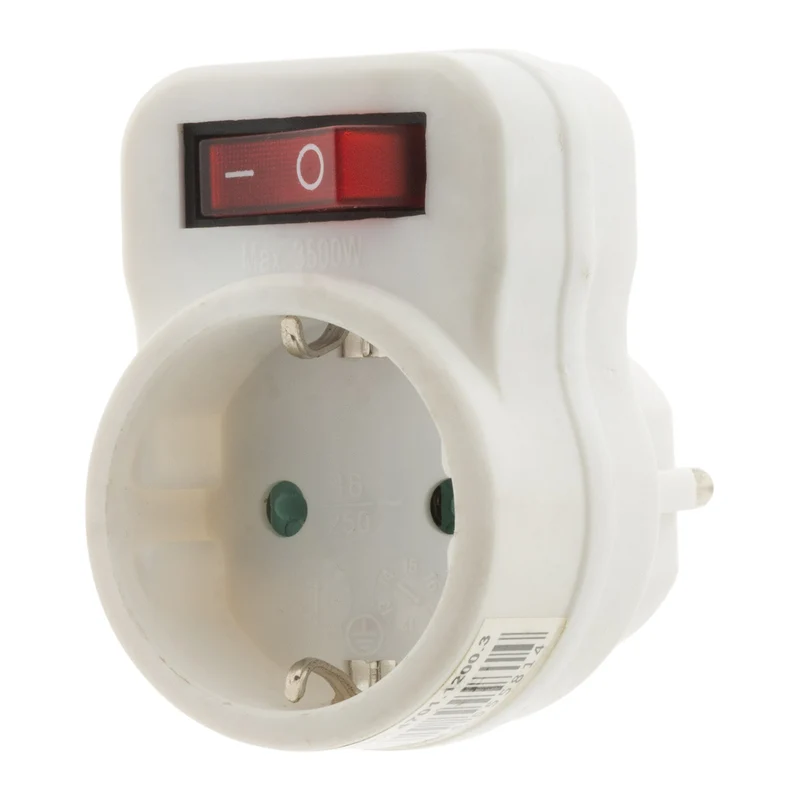 Prise Schuko 16A + interrupteur - Blanc - Zenitech
