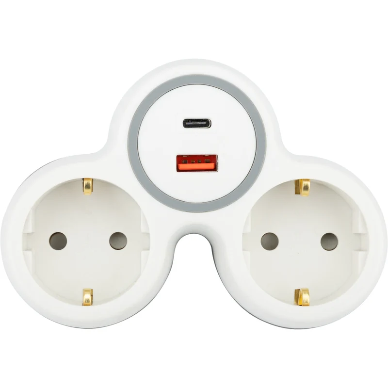 Biplite Schuko 16A + USB A+C 20W - Blanc/Gris - Bolea - Zenitech