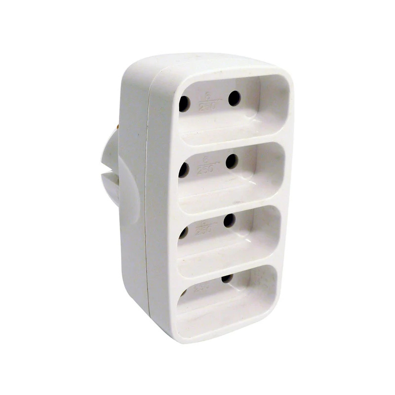 Multiprise quadriplite 6A façade - Blanc - Zenitech