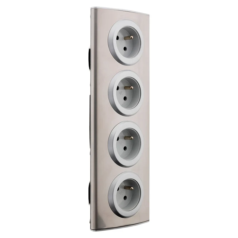 Bloc 4 prises 16A 2P+T à câbler - Gris - Zenitech