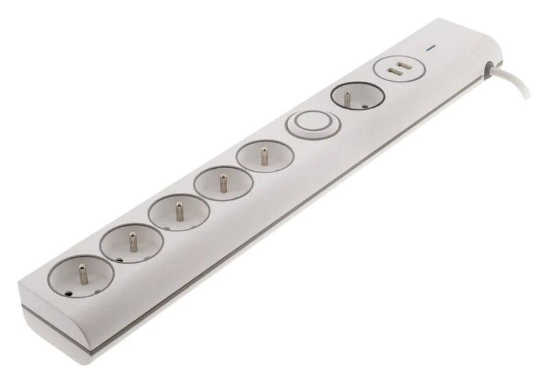 Multiprise parafoudre 16A + 2 USB - blanc - Thomson