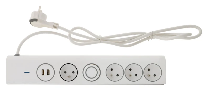 Multiprise parafoudre 16A + 2 USB - blanc - Thomson