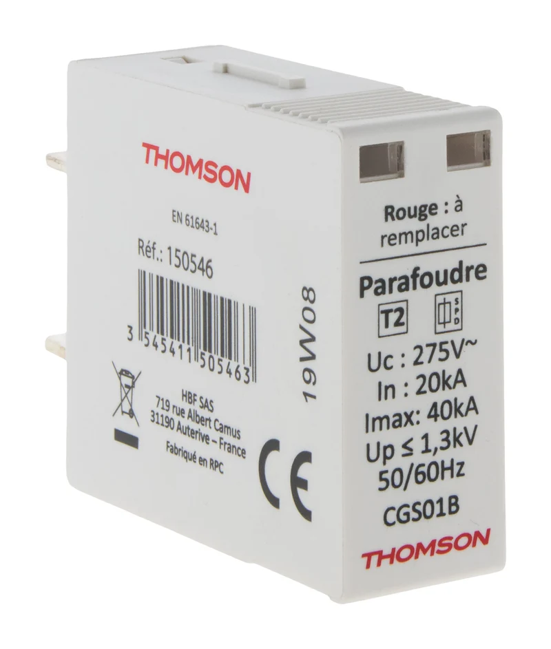 Cartouche de rechange pour parafoudre modulaire - 40KA - Thomson